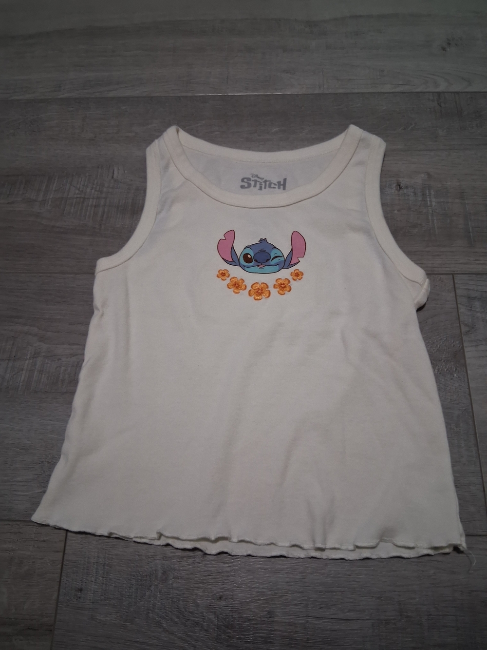 Disney Cream Tank Top with Stitch and Floral Print